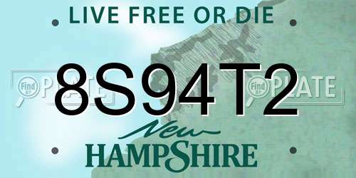 8S94T2 New Hampshire License Plate