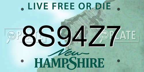 8S94Z7 New Hampshire License Plate