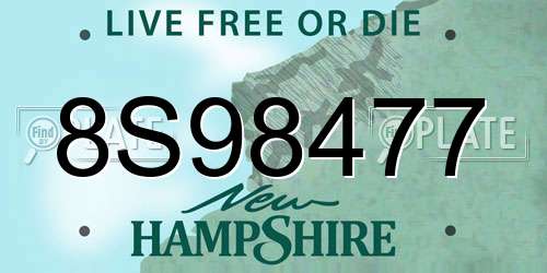 8S98477 New Hampshire License Plate