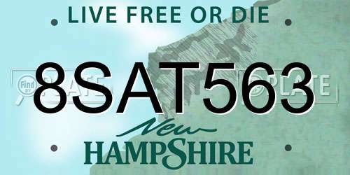 8SAT563 New Hampshire License Plate