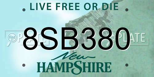 8SB380 New Hampshire License Plate