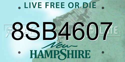 8SB4607 New Hampshire License Plate