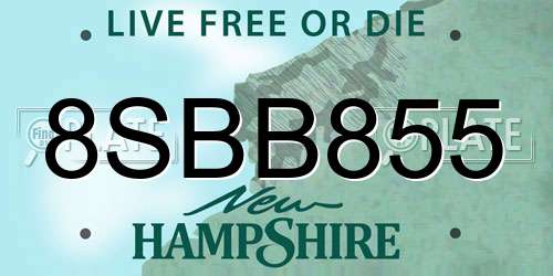 8SBB855 New Hampshire License Plate
