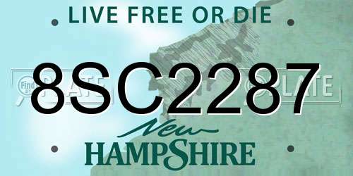 8SC2287 New Hampshire License Plate