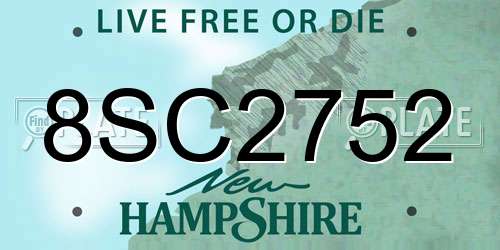 8SC2752 New Hampshire License Plate