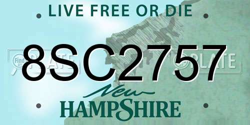 8SC2757 New Hampshire License Plate