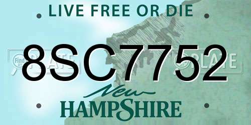 8SC7752 New Hampshire License Plate