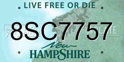 8SC7757 New Hampshire License Plate