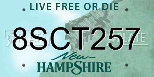 8SCT257 New Hampshire License Plate