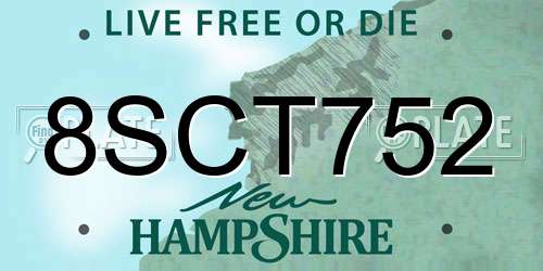 8SCT752 New Hampshire License Plate