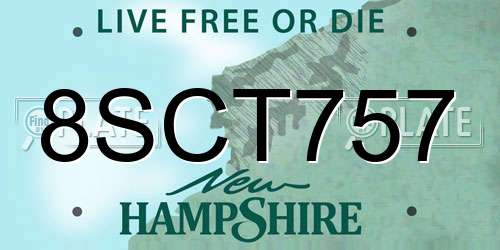 8SCT757 New Hampshire License Plate