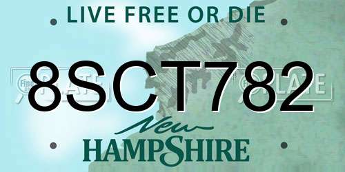 8SCT782 New Hampshire License Plate