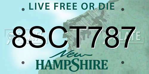 8SCT787 New Hampshire License Plate