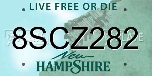 8SCZ282 New Hampshire License Plate