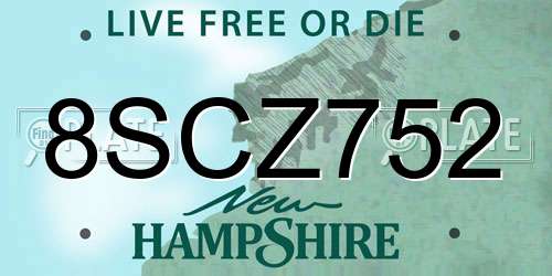 8SCZ752 New Hampshire License Plate