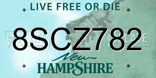8SCZ782 New Hampshire License Plate