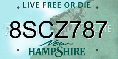 8SCZ787 New Hampshire License Plate