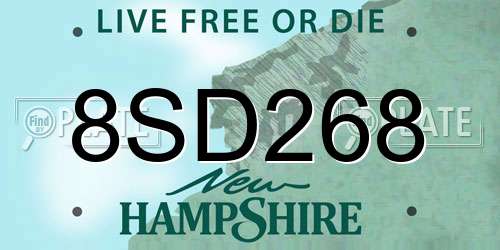 8SD268 New Hampshire License Plate