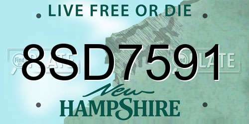 8SD7591 New Hampshire License Plate