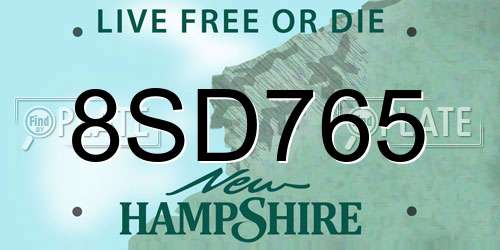 8SD765 New Hampshire License Plate