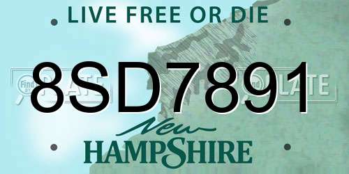 8SD7891 New Hampshire License Plate