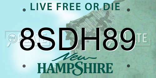 8SDH89 New Hampshire License Plate