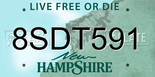 8SDT591 New Hampshire License Plate