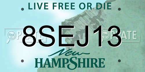 8SEJ13 New Hampshire License Plate