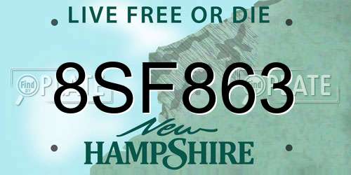 8SF863 New Hampshire License Plate