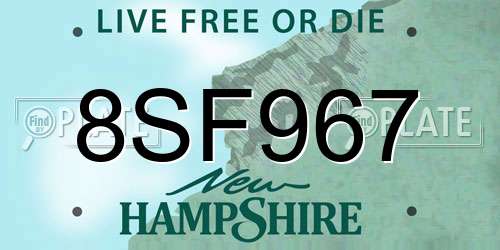 8SF967 New Hampshire License Plate