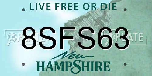 8SFS63 New Hampshire License Plate