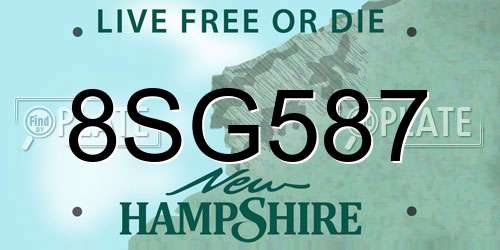 8SG587 New Hampshire License Plate