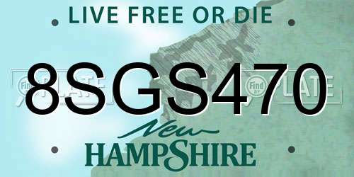 8SGS470 New Hampshire License Plate