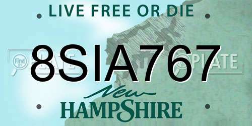 8SIA767 New Hampshire License Plate