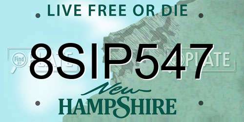 8SIP547 New Hampshire License Plate