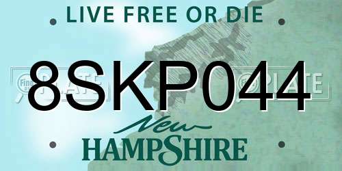 8SKP044 New Hampshire License Plate