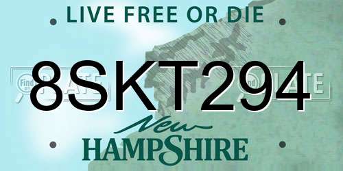 8SKT294 New Hampshire License Plate