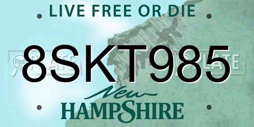 8SKT985 New Hampshire License Plate