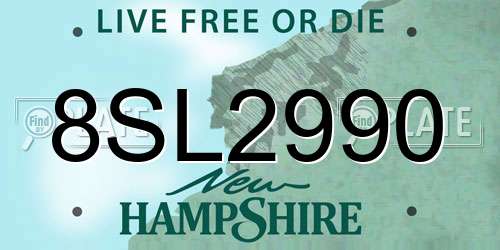 8SL2990 New Hampshire License Plate