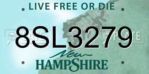 8SL3279 New Hampshire License Plate