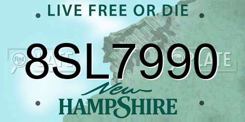 8SL7990 New Hampshire License Plate