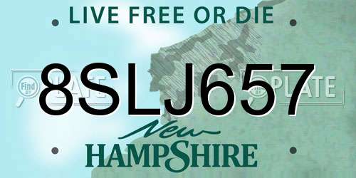 8SLJ657 New Hampshire License Plate