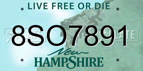 8SO7891 New Hampshire License Plate
