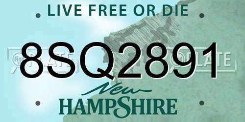 8SQ2891 New Hampshire License Plate
