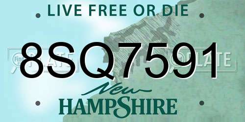 8SQ7591 New Hampshire License Plate