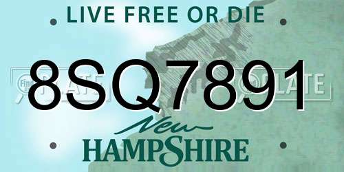 8SQ7891 New Hampshire License Plate