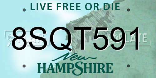 8SQT591 New Hampshire License Plate