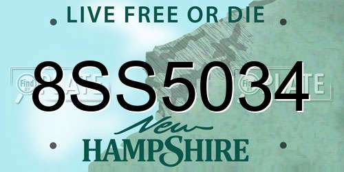 8SS5034 New Hampshire License Plate