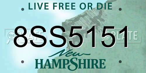 8SS5151 New Hampshire License Plate