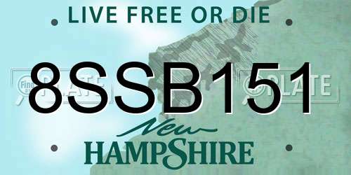 8SSB151 New Hampshire License Plate